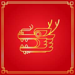 Wall Mural - Happy Chinese new year 2024 the dragon zodiac sign. Lantern, Asian elements gold. Happy new year 2024 year of the dragon. Dragon head logo. 