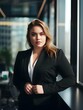 © Filip - Plus size business woman model in a suit, office, Generative AI