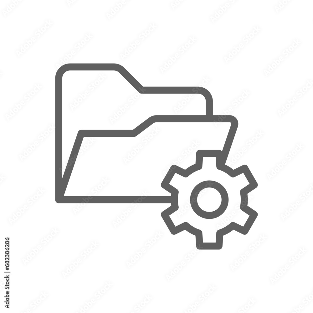Data management icon. Simple outline style. Document, file, folder, record, digital database, system information concept. Thin line symbol. Vector illustration isolated. Editable stroke.