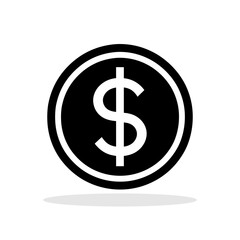 Wall Mural - dollar coin icon. black money symbol in flat style. american dollar currency symbol.