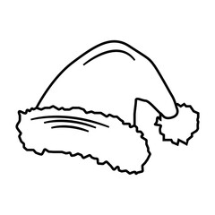 christmas santas hat line art illustration 