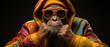 Lässiger Primat: Schimpanse mit Style, Sonnenbrille und Kapuze