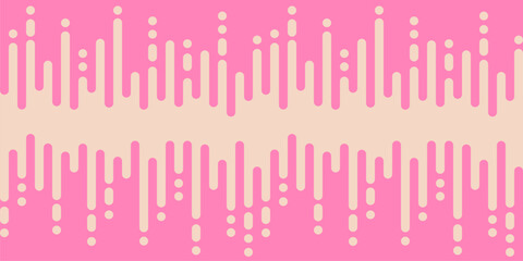 Wall Mural - Vector seamless pattern. Simple hot pink and beige background with rounded lines, curved fluid shapes, sound waves. Halftone transition effect. Modern retro style texture. Trendy repeated geo design