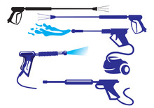 Set Of Power Pressure Guns Logo Design, Unlimited Logo Design Of Power Washing Spray Guns, This Is Professional