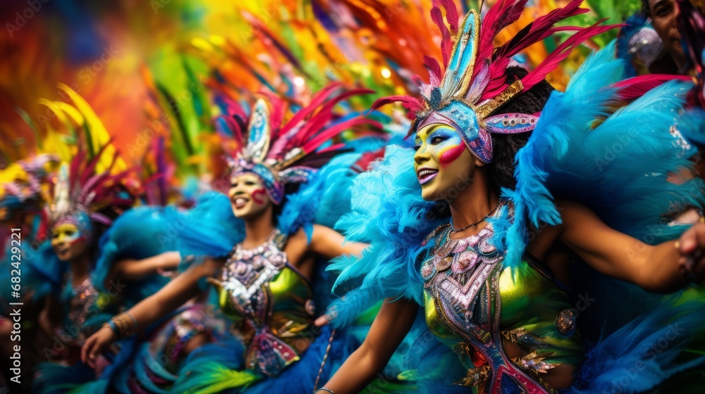 Beautiful samba dancers performing in a carnival の Stock フォト | Adobe Stock