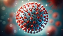 3D Illustration Of A Virus. The Visuals Depict The Virus With Red Spike Proteins And A Grey Envelope. Illustrations Are Designed For Educational.