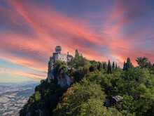 Castle In San Marino At The Sunset