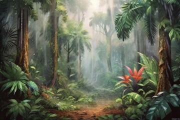 tropical forest with trees