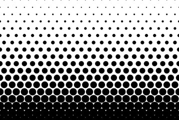 Wall Mural - Seamless halftone vector background.Filled with black circles .Average fade out.  
