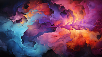 Wall Mural - abstraction, different materials, different shapes and colors and lighting, AI generation