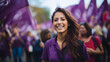 Poder Morado: Celebrando el Día de la Mujer con Fuerza mujeres en protesta por el dia de la mujer marcha y manifestación al aire libre 
