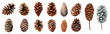 Watercolor Pine Cone Illustration Collection
