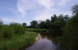 Fototapeta  - Beautiful landscape of the Bzura River from the bridge in Mistrzewice.


