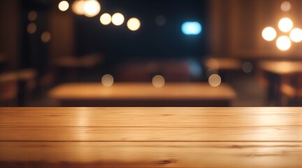 Wall Mural - Empty wooden table and blurred background