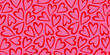 Red love heart seamless pattern illustration. Cute romantic pink hearts background print. Valentine's day holiday backdrop texture, romantic wedding design.	