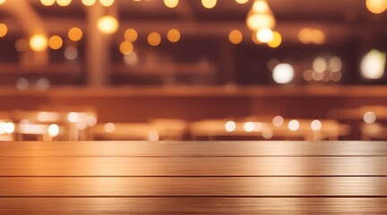 Wall Mural - Empty wooden table and blurred background