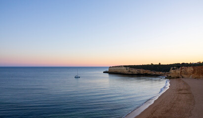 Wall Mural - Beautiful sunset on the New Beach (Praia Nova) in Porches, Algarve, Portugal