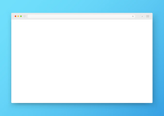 Wall Mural - an empty browser window in white on a blue background. website layout with search bar, toolbar and b