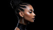 Beautiful black african american woman on black background