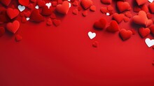  A Bunch Of Red And White Hearts Floating In The Air On A Red Background With White Hearts Floating In The Air.