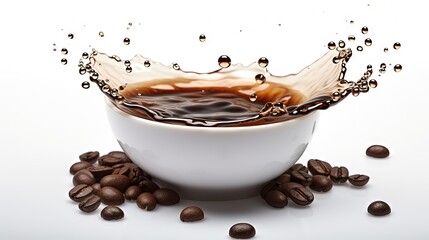 Aufkleber - Coffee drops in white cup isolated on white background. Clipping path.