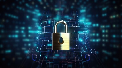Aufkleber - Closed Padlock on technology background, Technology security concept. Modern safety digital background. Lock Protection system, Cyber Security or internet network protection