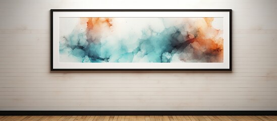 Wall Mural - In the vintage art gallery, an abstract watercolor illustration with black grunge textures adorned a wall, framed in a retro design, creating a captivating banner showcasing the artist's intricate