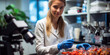 portrait of Food Scientists Technologist, who Use chemistry, microbiology, engineering, and other sciences to study the principles underlying the processing and deterioration of foods