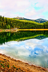 Wall Mural - View of mountain landscape. Beautiful mountain landscape in autumn. HDR Image (High Dynamic Range).