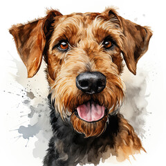 Wall Mural - watercolor Airedale Terrier clipart, Generative Ai