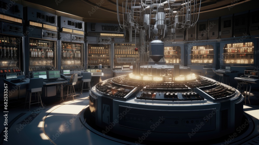 a nuclear power plant, showcasing its architectural features, cooling ...