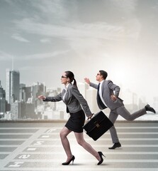 Wall Mural - Businesspeople running in competition concept