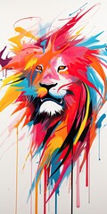 Wall Mural - lion king Abstract modern art painting collage canvas expression illustration artwork