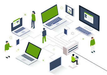 Wall Mural - modern flat design isometric concept of cloud technology