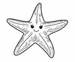 Smiling Starfish star fish,  sea ocean themed, coloring book page, coloring book, outline, SVG vector art, isolated on a white background