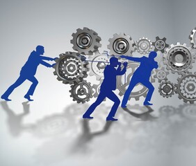 Wall Mural - Businessman in teamwork concept with cogwheels