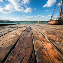 Sticker - Weathered pirate ship deck with ocean horizon
