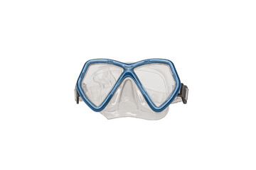 Wall Mural - A pair of blue diving goggles, snorkeling mask front view with transparent background