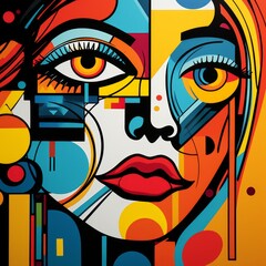 Sticker - a colorful painting of a woman face