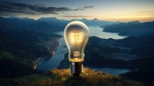 A Light Bulb Depicting A Natural Landscape UHD Wallpaper