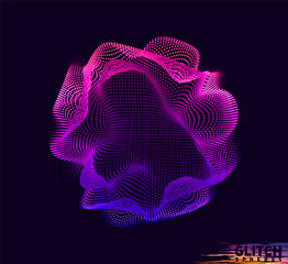 Wall Mural - corrupted violet point sphere. abstract vector colorful mesh on dark background. futuristic style ca