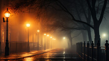 Foggy Autumn Night In Town