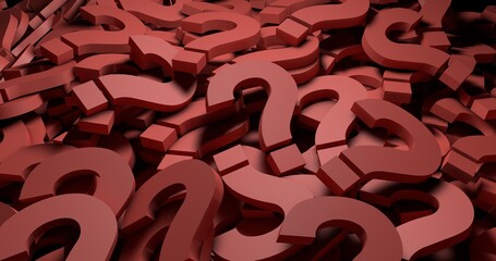 Red question marks background. 3d Illustration