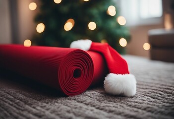 Healthy New Year Resolutions Yoga Mat and Fresh Start for a Healthier Lifestyle in New Year. Achieve Your Weight Loss Goals: Healthy Lifestyle, Fitness, and Nutrition for a New You in New Year