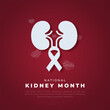 National Kidney Month Paper cut style Vector Design Illustration for Background, Poster, Banner, Advertising, Greeting Card