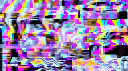 Aufkleber - Abstract lo-fi glitched background with flickering pixel noise. 