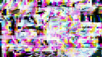 Aufkleber - Abstract lo-fi glitched background with flickering pixel noise. 