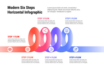 Wall Mural - Modern Six Steps Horizontal Infographic