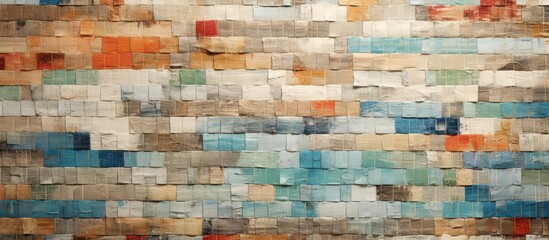 Sticker - In a nostalgic twist, a retro wallpaper design takes center stage with its abstract texture, depicting an old textile crafted from cotton, linen, and canvas fibers. Isolated against a white background