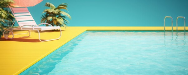 Wall Mural - Swimming pool. Summer vacation concept. 3d rendering, Generative AI 